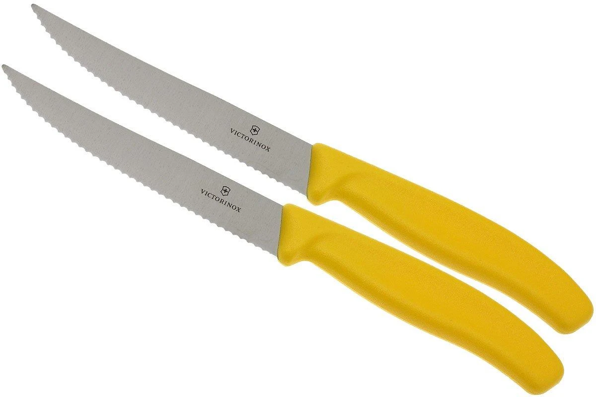 Victorinox SwissClassic Couteaux à Steak/pizza Jaune, Set De 2 6.7936.12L8B 1 Victorinox SwissClassic Couteaux à Steak/pizza Jaune, Set De 2 6.7936.12L8B