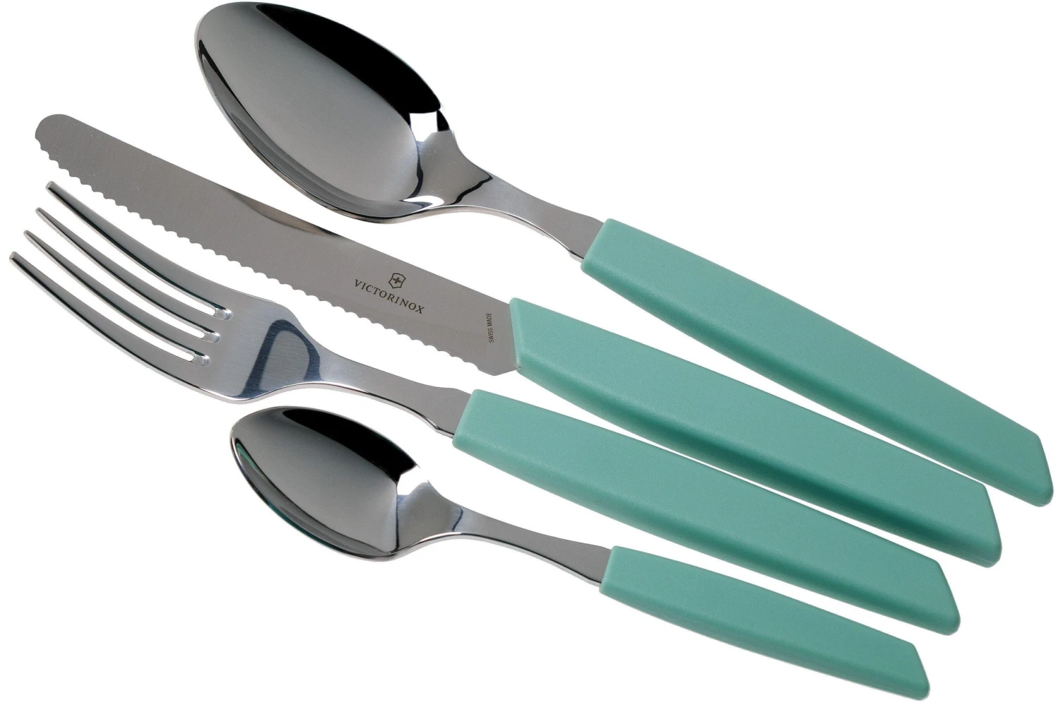 Victorinox Swiss Modern 6.9096.11W41.24, Ménagère 24 Pièces Avec Couteau à Tomate, Vert 1 Victorinox Swiss Modern 6.9096.11W41.24, Ménagère 24 Pièces Avec Couteau à Tomate, Vert